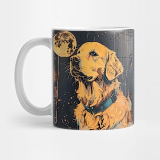 Golden retriever dog grunge portrait Mug